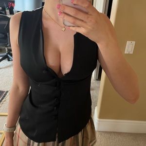 Vintage Charlotte Russe Y2K Black Button Waist Coat Vest
